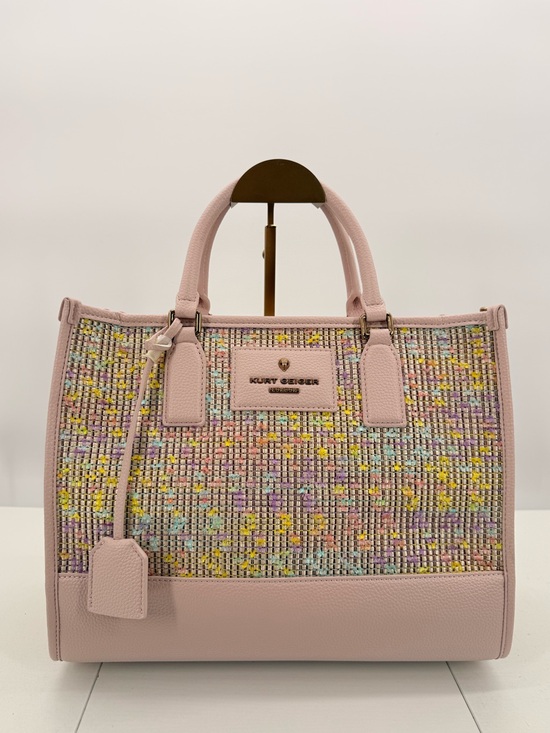 Kurt Geiger Handbags - KURT GEIGER LONDON Chiswick Top Handle Tote Bag Pastel Pink Woven